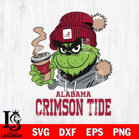 Alabama Crimson Tide Grinch Cofffe Hoodie Cut Files Cricut, Svg Dxf Eps Png file, Digital download , Silhouette