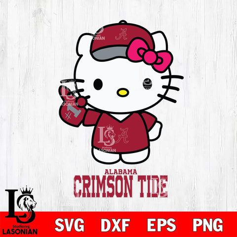 Alabama Crimson Tide Hello Kitty Best Fan Svg Eps Dxf Png File, Digital Download, Instant Download