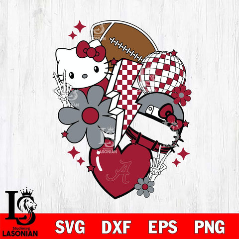 Alabama Crimson Tide Hello Kitty NCAA 2 Svg Eps Dxf Png File, Digital Download, Instant Download