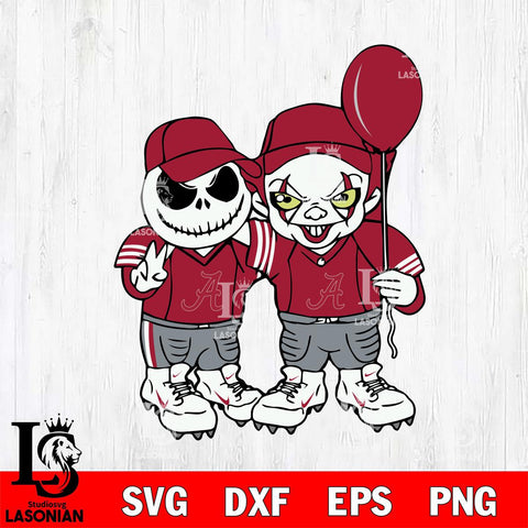 Alabama Crimson Tide Jack Skellington And Pennywise Football Svg Eps Dxf Png File, NCAA svg, Digital Download, Instant Download