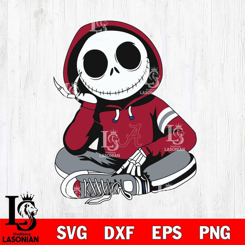 Alabama Crimson Tide Jack Skellington halloween Svg Eps Dxf Png File, NCAA svg, Digital Download, Instant Download