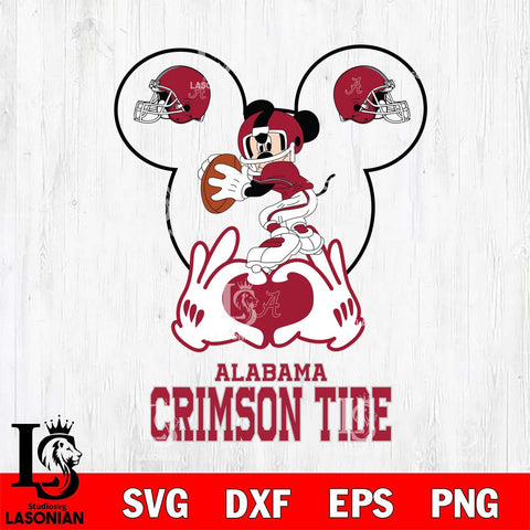 Alabama Crimson Tide Mickey Heart Rugby Svg Eps Dxf Png File, Digital Download ,Instant Download, Cricut File