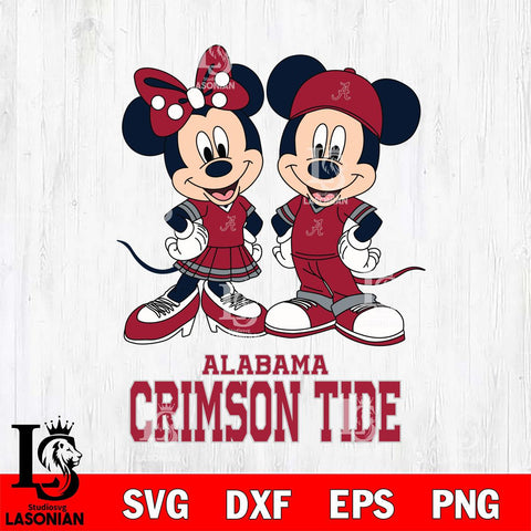 Alabama Crimson Tide Mickey Minnie Mouse rugby ball Svg Eps Dxf Png File, NCAA svg , File Cut , Digital Download , Instant Download, Cut Svg Files