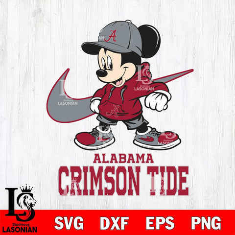 Alabama Crimson Tide Mickey Mouse NIKE, Svg Eps Dxf Png File, Digital Download