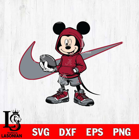 Alabama Crimson Tide Mickey Wearing Hoodie Sport Svg Eps Dxf Png File, NCAA svg, Digital Download, Instant Download