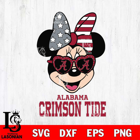 Alabama Crimson Tide Minnie Mouse Love 2, Svg Eps Dxf Png File, Digital Download