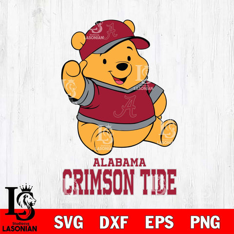 Alabama Crimson Tide Pooh Bear Disney, Svg Eps Dxf Png File, Digital Download