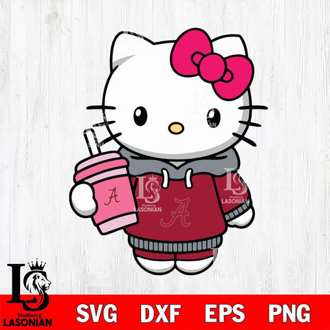 Alabama Crimson Tide Pretty Hello Kitty Svg Eps Dxf Png File, Digital Download, Instant Download