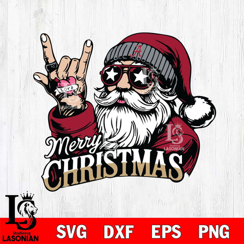 Alabama Crimson Tide Rock Santa Claus Football Svg dxf eps png pdf file,NCAA svg,Digital Download,Cricut file