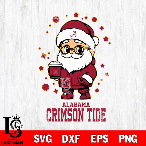 Alabama Crimson Tide Santa Claus Coffe Svg dxf eps png pdf file,NCAA svg,Digital Download,Cricut file