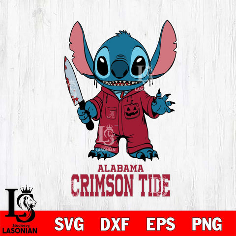 Alabama Crimson Tide Stitch Horror 2 Svg Eps Dxf Png File, NCAA svg, Digital Download, Instant Download