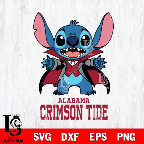 Alabama Crimson Tide Stitch Vampire halloween Svg Eps Dxf Png File, NCAA svg, Digital Download, Instant Download