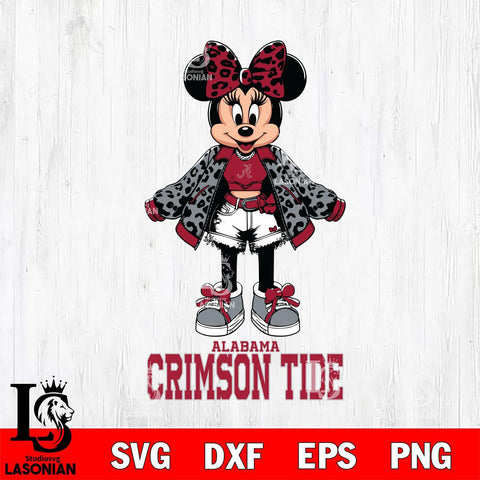 Alabama Crimson Tide Style Minnie Disney Svg Eps Dxf Png File, Digital Download, Instant Download