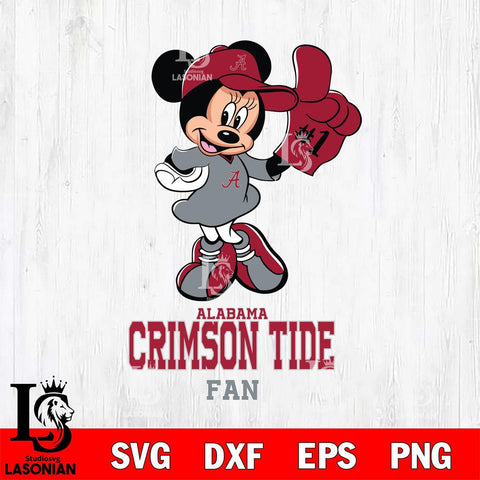 Alabama Crimson Tide #1 Fan Minnie Mouse Svg Eps Dxf Png File, Digital Download, Instant Download