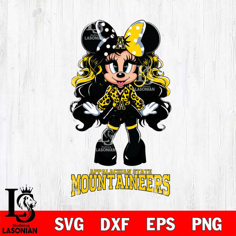 Appalachian State Mountaineers Beauty Minnie Mouse Svg Eps Dxf Png File, Digital Download, Instant Download