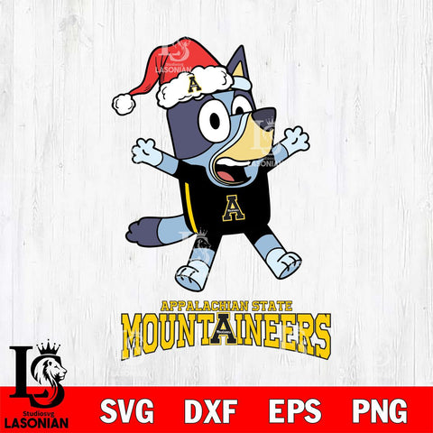 Appalachian State Mountaineers Bluey Happy Christmas Svg Eps Dxf Png File, Digital Download