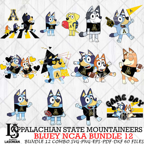 Appalachian State Mountaineers Bluey NCAA Bundle 12 Svg Eps Dxf Png File, Digital Download, Instant Download