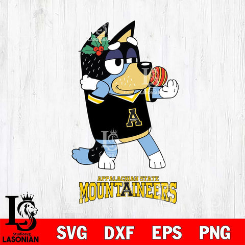 Appalachian State Mountaineers Christmas Bluey Bandit Heeler Cut Files,Bluey Cricut,Christmas Svg , Bluey svg , Digital Download, dxf eps png pdf file