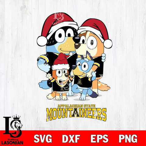 Appalachian State Mountaineers Christmas Bluey Family Sport Cut Files,Bluey Cricut,Christmas Svg , Bluey svg , Digital Download, dxf eps png pdf file