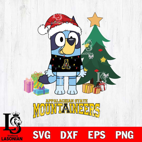 Appalachian State Mountaineers Christmas Bluey Tree Sport Cut Files,Bluey Cricut,Christmas Svg , Bluey svg , Digital Download, dxf eps png pdf file