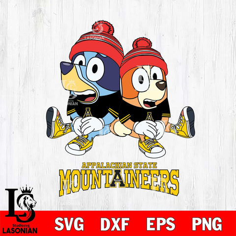 Appalachian State Mountaineers Christmas Bluey & Bingo Sit Cut Files,Bluey Cricut,Christmas Svg , Bluey svg , Digital Download, dxf eps png pdf file