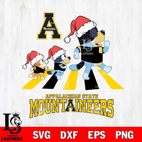 Appalachian State Mountaineers Christmas Family Bluey Walking Cut Files,Bluey Cricut,Christmas Svg , Bluey svg , Digital Download, dxf eps png pdf file