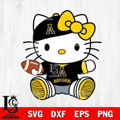 Appalachian State Mountaineers Cute Hello Kitty Football 11 Svg Eps Dxf Png File, NCAA svg, Digital Download, Instant Download