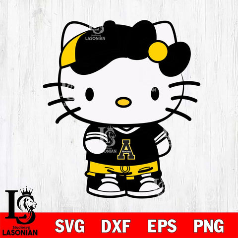 Appalachian State Mountaineers Cute Hello Kitty Football 2 Svg Eps Dxf Png File, NCAA svg, Digital Download, Instant Download