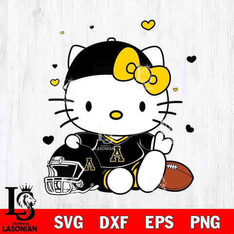 Appalachian State Mountaineers Cute Hello Kitty Football Svg Eps Dxf Png File, NCAA svg, Digital Download, Instant Download