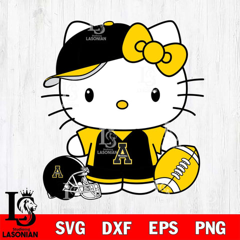 Appalachian State Mountaineers Cute Hello Kitty Football 4 Svg Eps Dxf Png File, NCAA svg, Digital Download, Instant Download