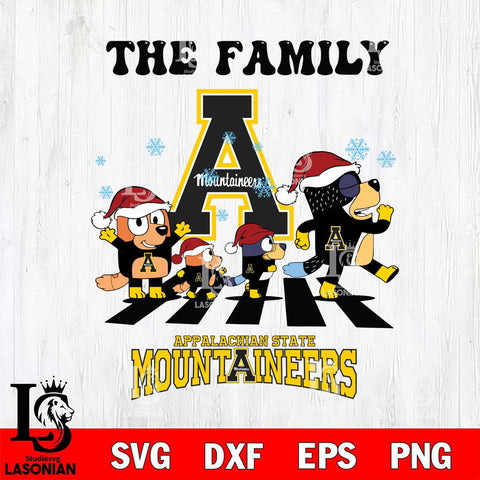 Appalachian State Mountaineers Family Bluey Christmas Svg Eps Dxf Png File, Digital Download