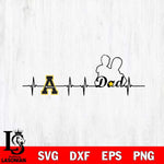 Appalachian State Mountaineers Father Heart Beat Svg Eps Dxf Png File, Digital Download, Instant Download