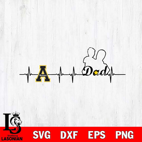 Appalachian State Mountaineers Father Heart Beat Svg Eps Dxf Png File, Digital Download, Instant Download