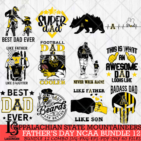 Appalachian State Mountaineers Fathers Day NCAA Bundle 12 Svg Eps Dxf Png File, Digital Download, Instant Download