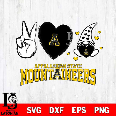 Appalachian State Mountaineers Gnomes Peace & Love Svg Eps Dxf Png File, Digital Download, Instant Download