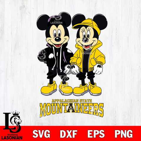 Appalachian State Mountaineers Mickey Minnie Mouse Football Svg Eps Dxf Png File, NCAA svg , File Cut , Digital Download , Instant Download, Cut Svg Files