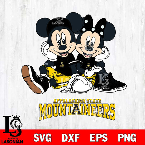 Appalachian State Mountaineers Mickey Minnie Mouse Football Sit Svg Eps Dxf Png File, NCAA svg , File Cut , Digital Download , Instant Download, Cut Svg Files