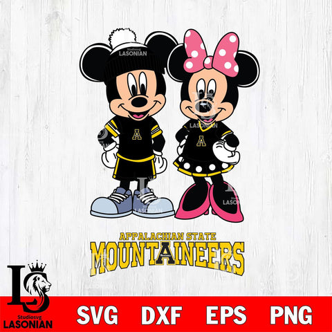 Appalachian State Mountaineers Mickey Minnie Mouse Pink Svg Eps Dxf Png File, NCAA svg , File Cut , Digital Download , Instant Download, Cut Svg Files