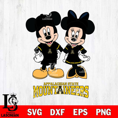 Appalachian State Mountaineers Mickey Minnie Rugby Svg Eps Dxf Png File, NCAA svg , File Cut , Digital Download , Instant Download, Cut Svg Files