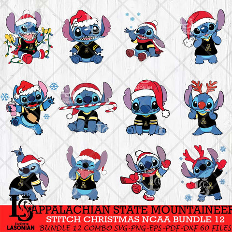 Appalachian State Mountaineers Stitch Christmas NCAA Bundle 12 Svg Eps Dxf Png File, Digital Download, Instant Download