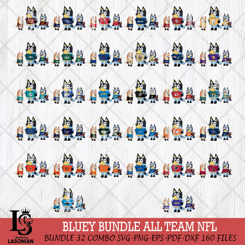 Bluey Bundle svg , Bluey family NFL Svg, Bluey bundle Svg Eps Dxf Png File, Digital Download, Instant Download