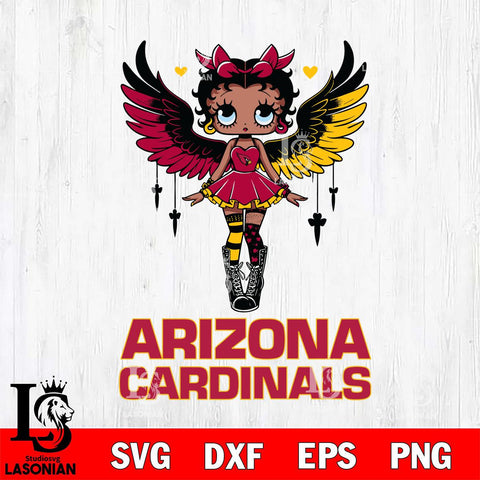 Arizona Cardinals Anglel Black Fan Girl Betty Boop Svg Eps Dxf Png File, Digital Download, Instant Download