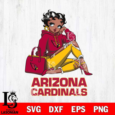 Arizona Cardinals Awesome Black Fan Girl Betty Boop Svg Eps Dxf Png File, Digital Download, Instant Download