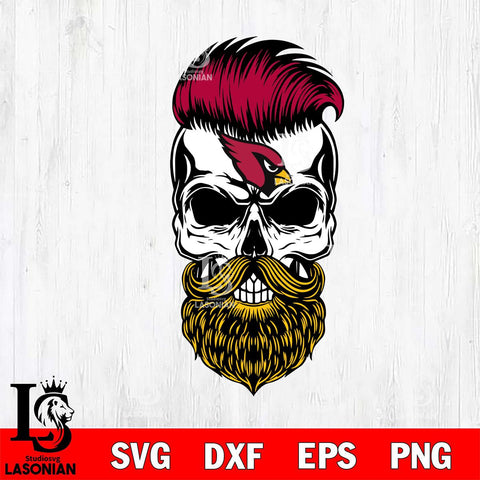 Arizona Cardinals Badass Beard Skull SVG