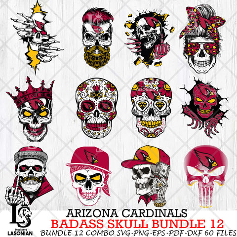 Arizona Cardinals Badass Skull Bundle SVG