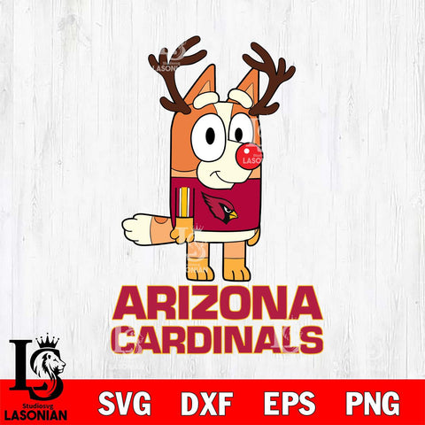 Arizona Cardinals Bluey Chilli Christmas Deer Svg Eps Dxf Png File, Digital Download