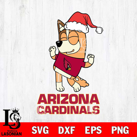 Arizona Cardinals Bluey Chilli Happy Christmas Svg Eps Dxf Png File, Digital Download