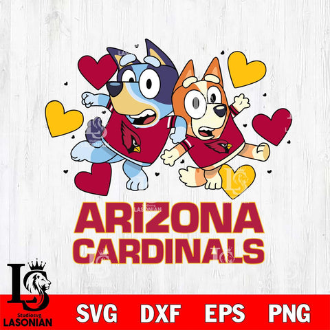 Arizona Cardinals Bluey Chilli Heart NFL Svg Eps Dxf Png File, Digital Download, Instant Download