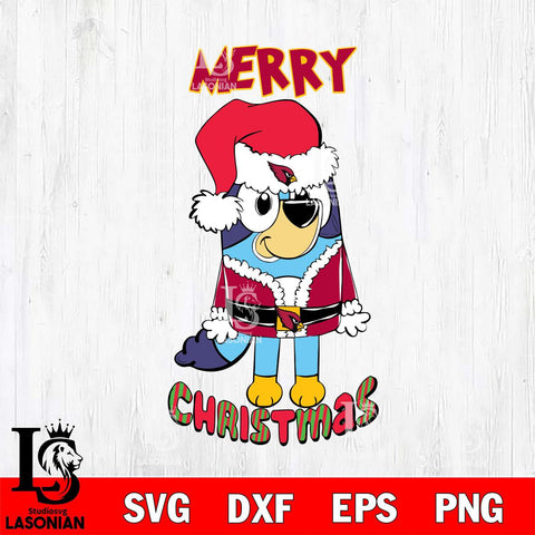 Arizona Cardinals Bluey Merry Christmas Bluey Santa Claus Svg Eps Dxf Png File, Digital Download