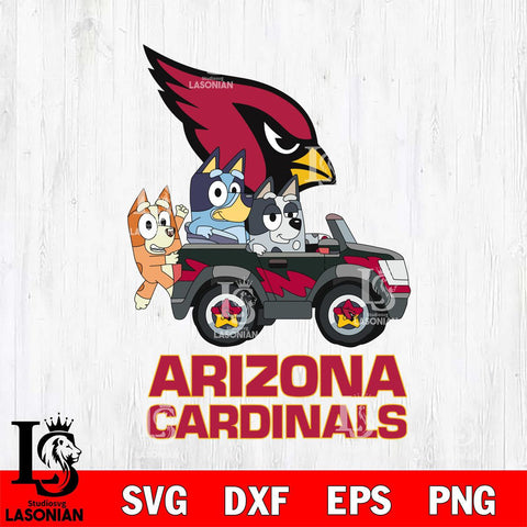 Arizona Cardinals Bluey friends car Svg Eps Dxf Png File, NFL svg, Digital Download, Instant Download